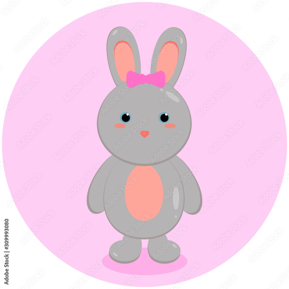 This is cute cartoon hare on white background. Vector illustration in flat style. Easter bunny in white isolation. This is cute cartoon hare on white background. Vector illustration in flat style. Easter bunny in white isolation.