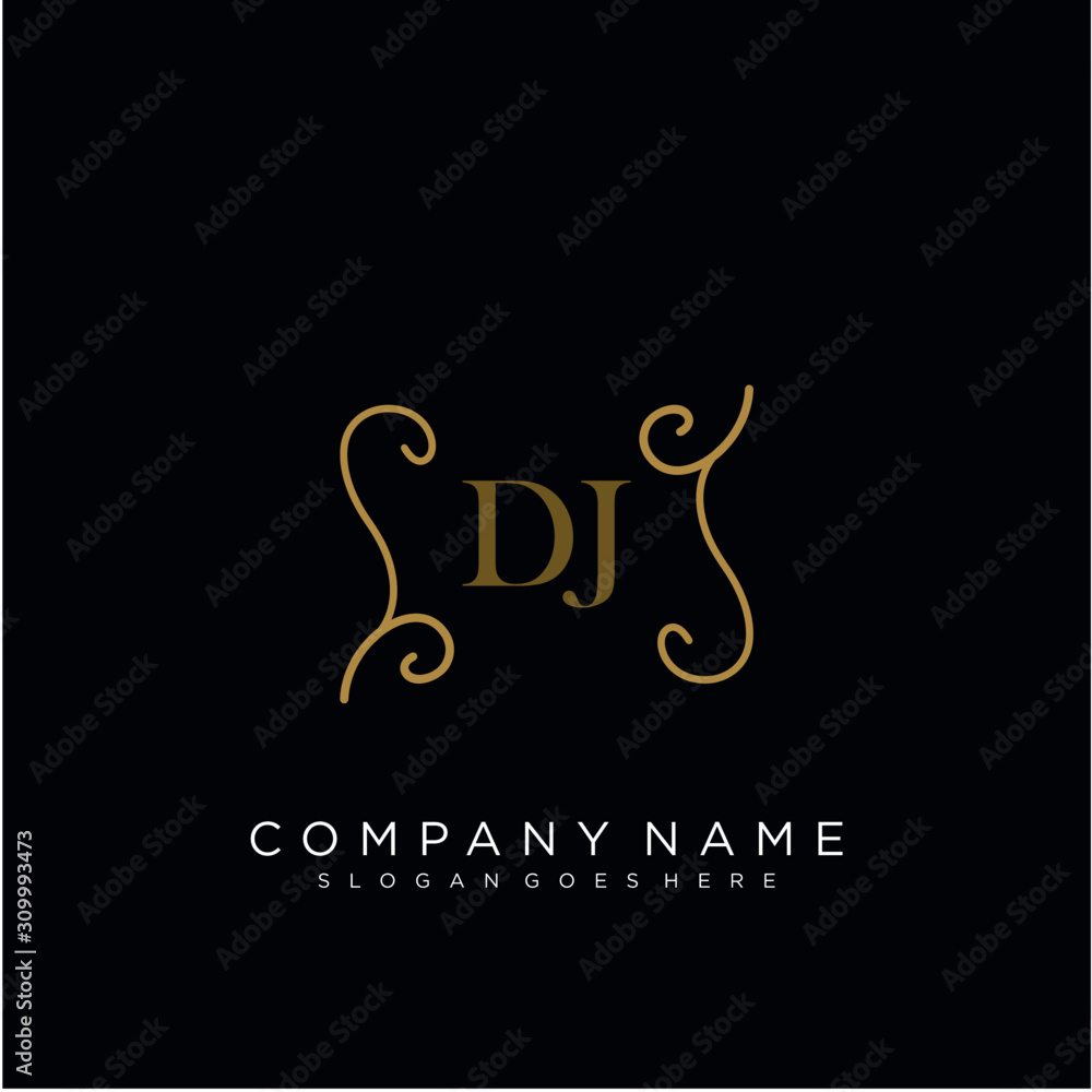 Initial letter DJ logo luxury vector mark, gold color elegant classical Initial letter DJ logo luxury vector mark, gold color elegant classical
