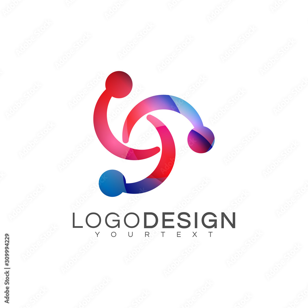 Fototapeta premium Technology gradient logo vector design color full