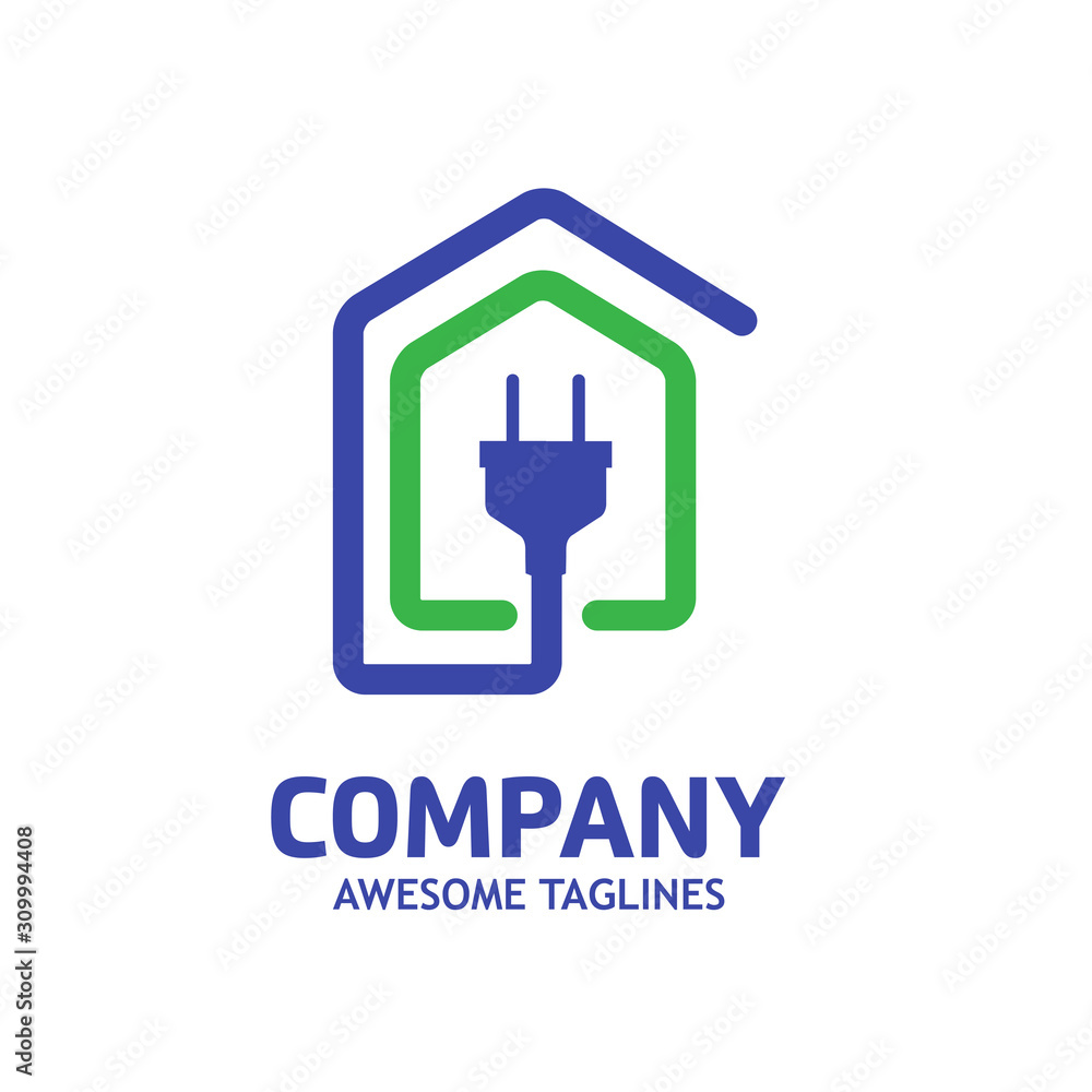 simple and modern House Plug Power symbol logo design illustration simple and modern House Plug Power symbol logo design illustration
