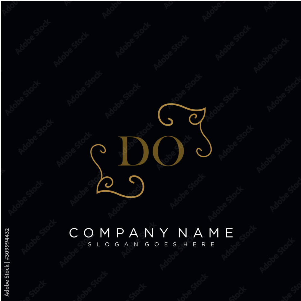 Initial letter DO logo luxury vector mark, gold color elegant classical