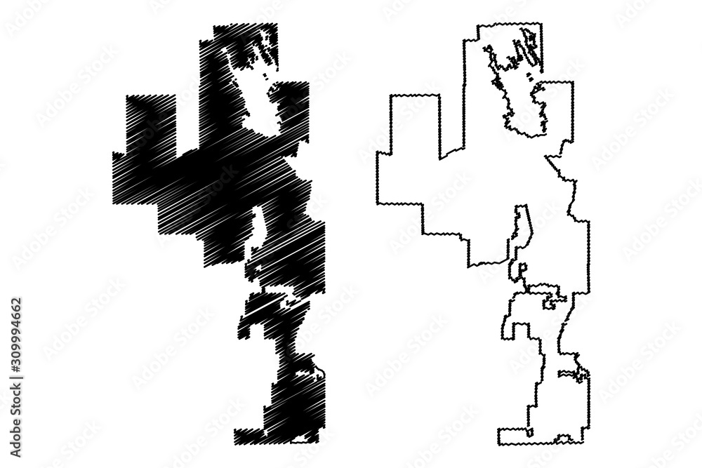 Peoria City (United States cities, United States of America, usa city) map vector illustration, scribble sketch City of Peoria map