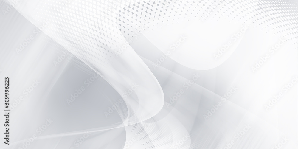 Fototapeta premium Gray halftone pattern with white line motion backdrop wallpaper. Clean Grey geometric background.