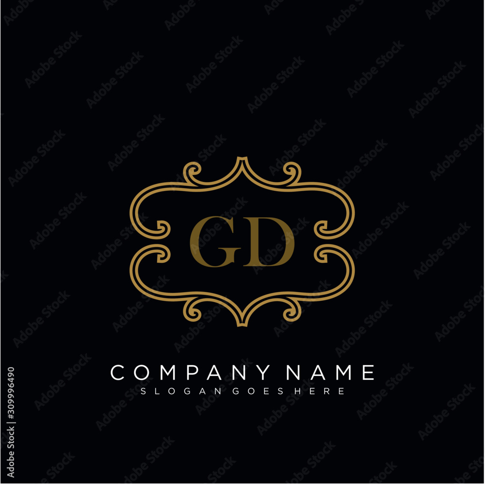 Initial letter GD logo luxury vector mark, gold color elegant classical Initial letter GD logo luxury vector mark, gold color elegant classical