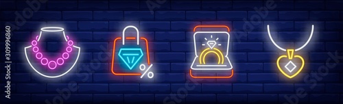 Jewelry neon sign set