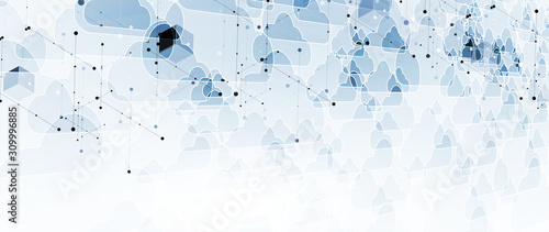 Cloud technology. Integrated digital web concept background