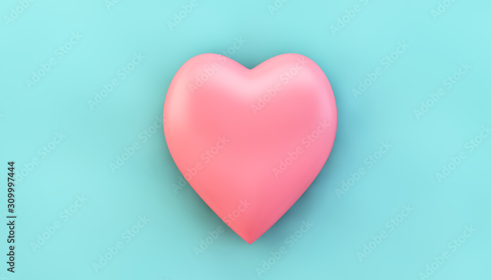 pink heart on blue background