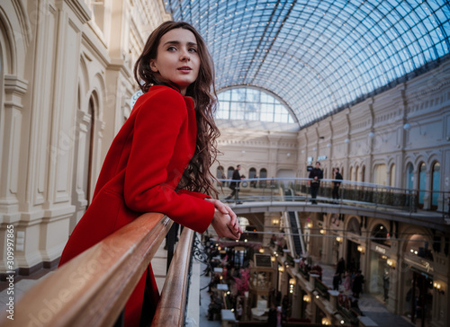 MOSCOW - MARCH 2017: young woman portrait inside Gum Department Store in Moscow. photo