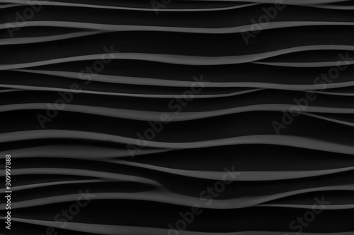 Black low contrast abstract elegant waves textured background. Dark elegant backdrop.