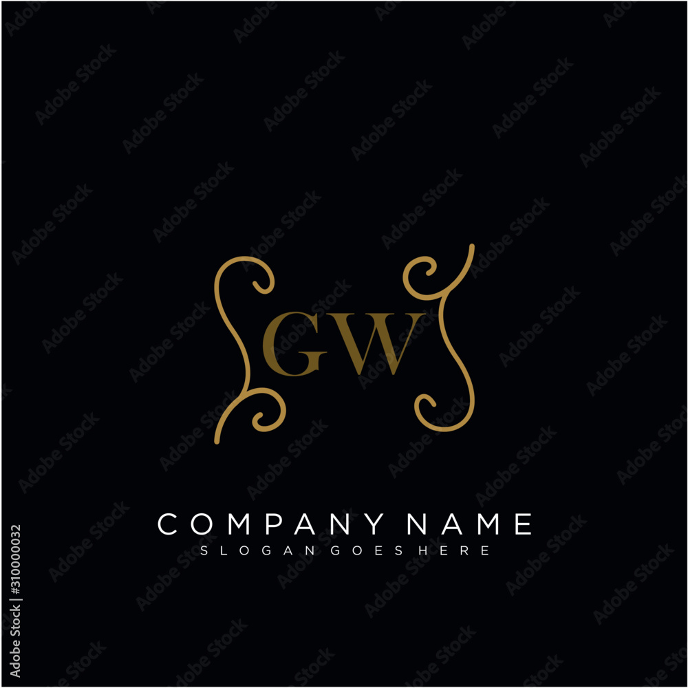 Initial letter GW logo luxury vector mark, gold color elegant classical Initial letter GW logo luxury vector mark, gold color elegant classical
