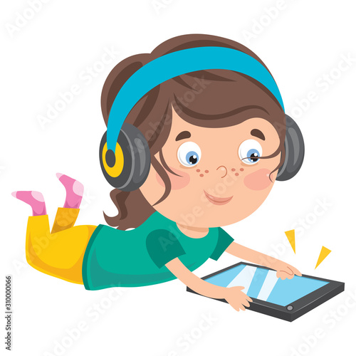 Little Happy Kid Using Technology