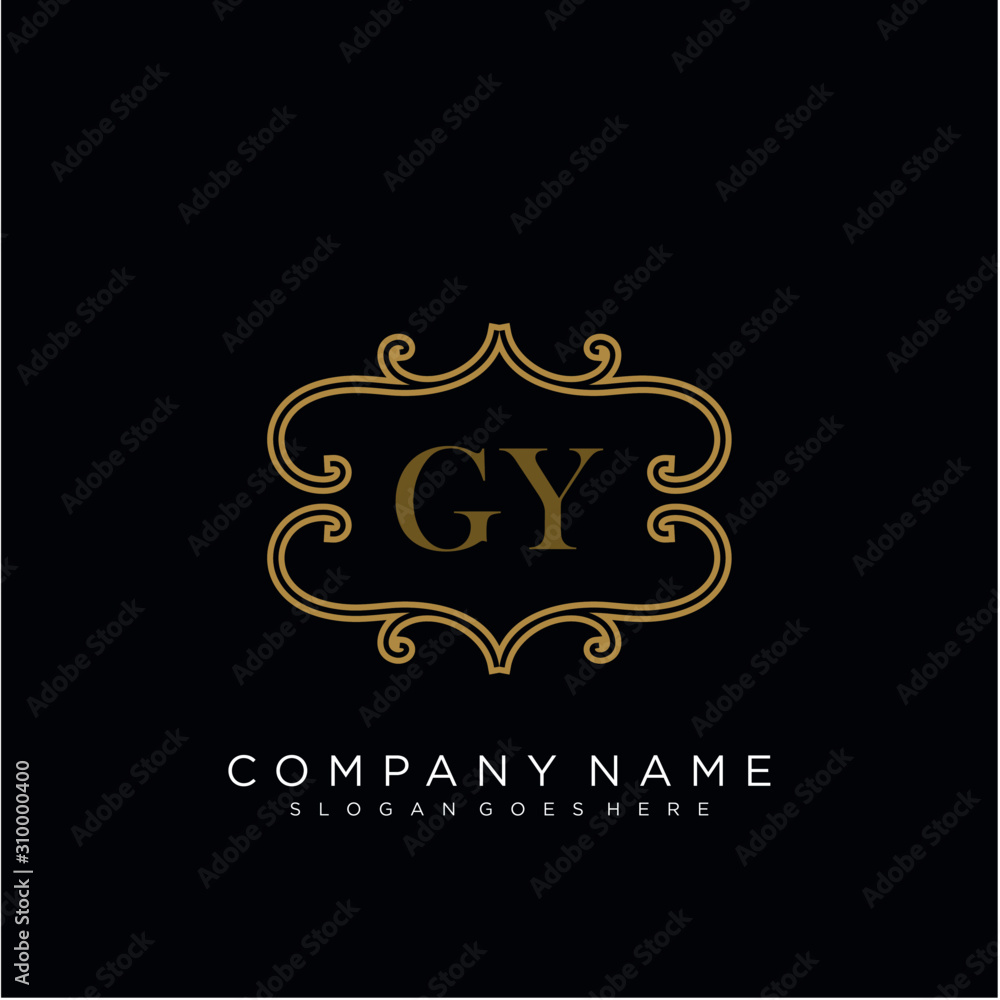  Initial letter GY logo luxury vector mark, gold color elegant classical 