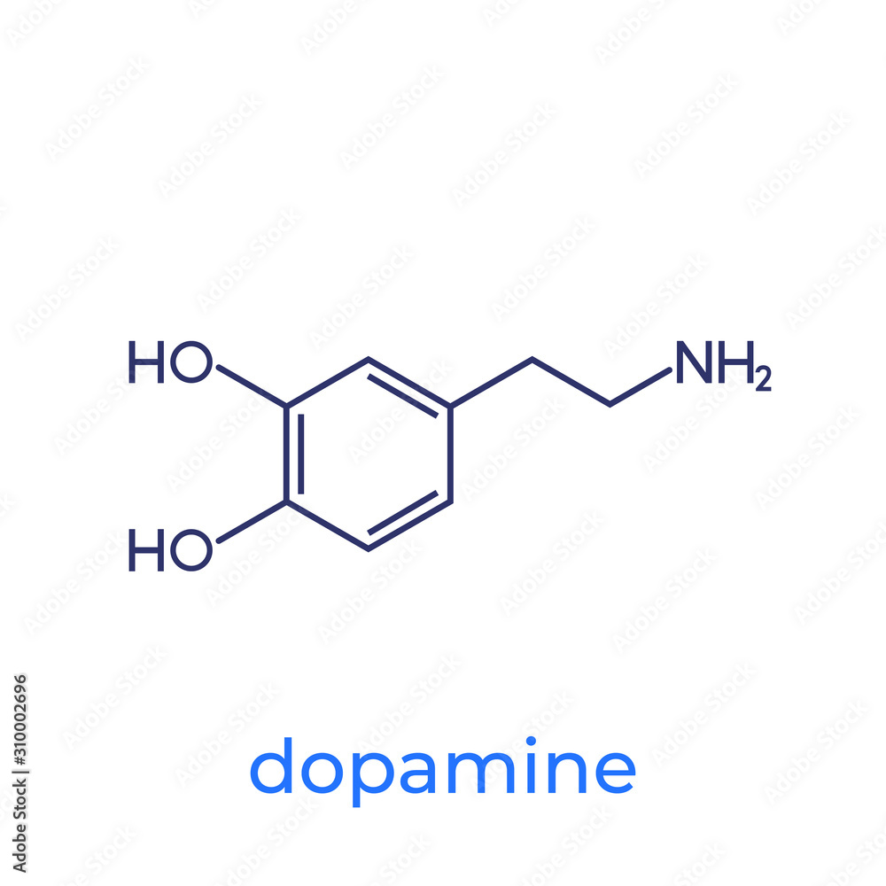 dopamine molecule on white, vector dopamine molecule on white, vector