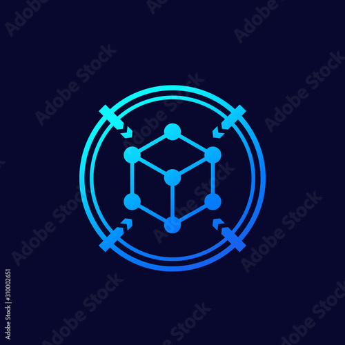 3d scanning icon with cube, vector