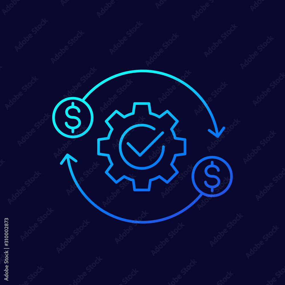 costs optimization and production efficiency, line icon costs optimization and production efficiency, line icon