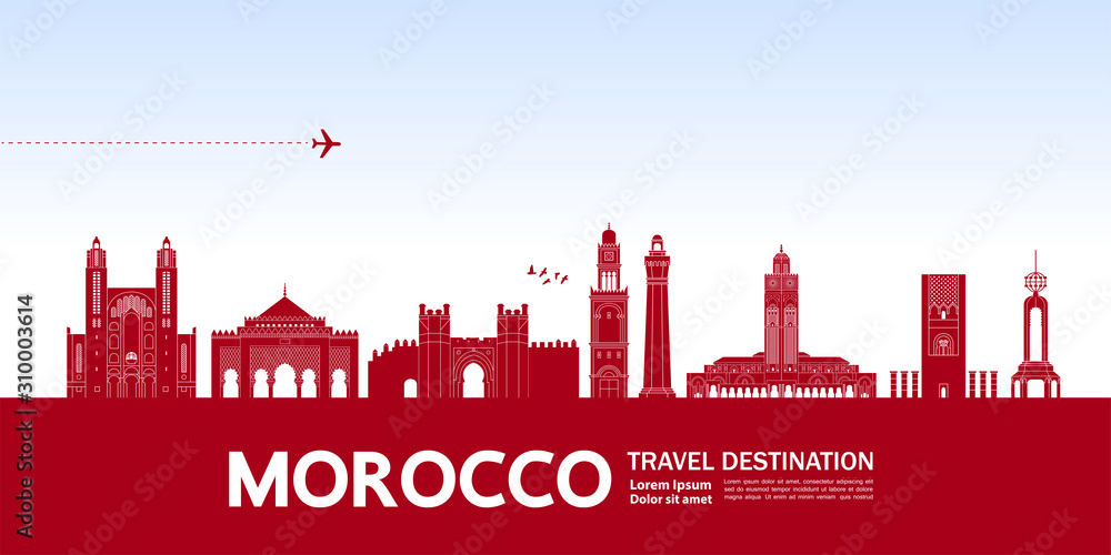Morocco travel destination grand vector illustration. 