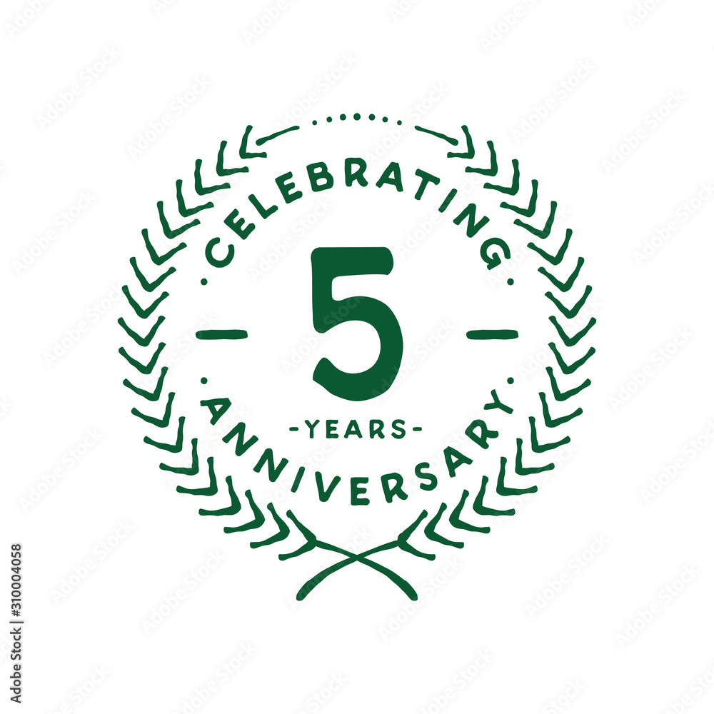 5 years design template. 5th logo. Vector and illustration. 5 years design template. 5th logo. Vector and illustration.