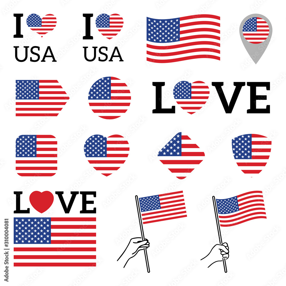Flag of the USA. I love the USA. Flag of the USA. I love the USA.