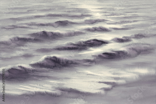 sea light black and white watercolor background