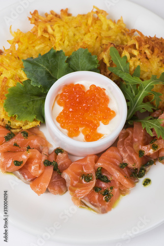 Plate with potato pancakes ...