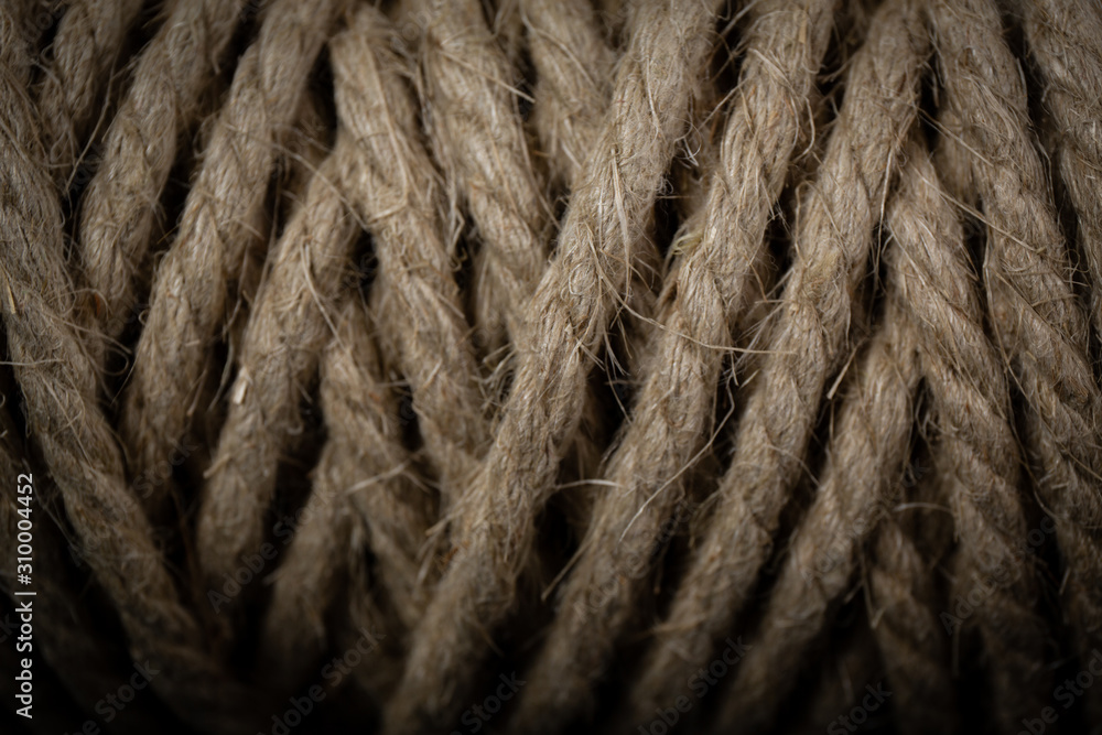 Fototapeta premium Macro of organic hemp rope fiers