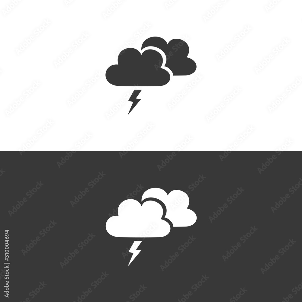 Storm. Icon on black and white background. Weather vector illustration Storm. Icon on black and white background. Weather vector illustration
