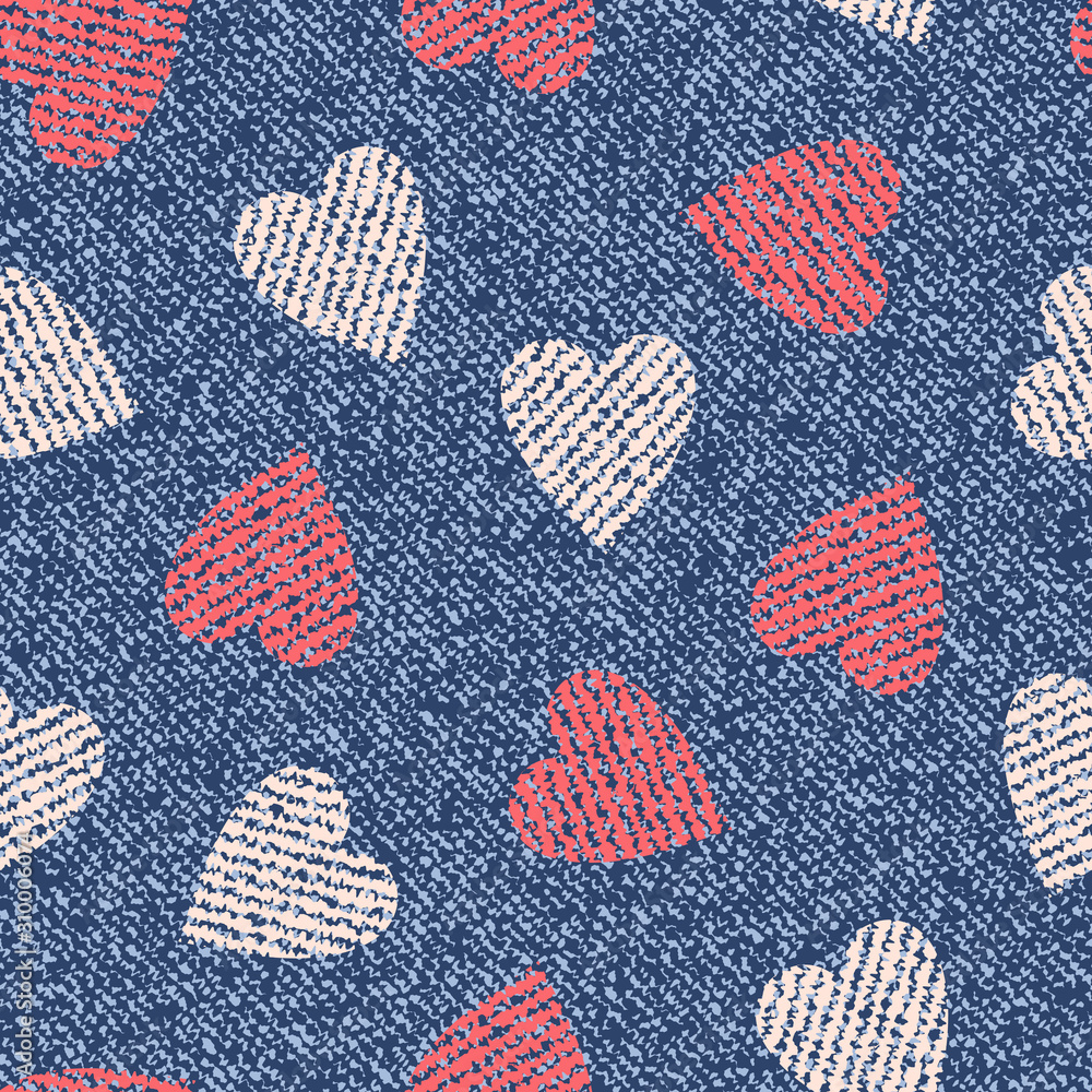 Denim pink hearts