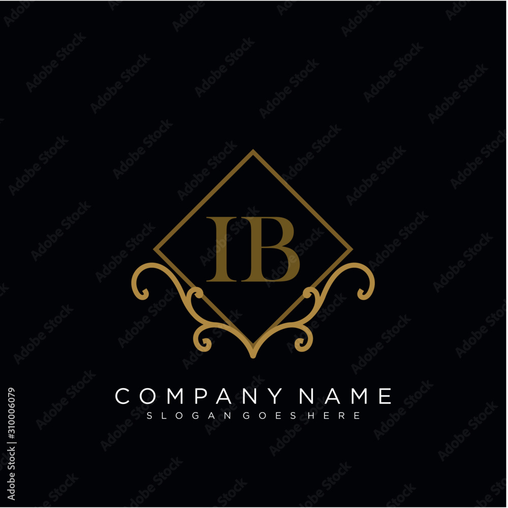 Initial letter IB logo luxury vector mark, gold color elegant classical Initial letter IB logo luxury vector mark, gold color elegant classical