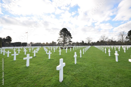 Fotografie, Obraz Cemetery for soldiers who died during the Second World War in Normandy