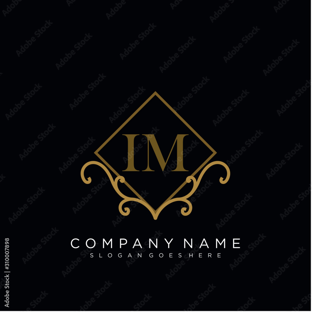 Initial letter IM logo luxury vector mark, gold color elegant classical Initial letter IM logo luxury vector mark, gold color elegant classical