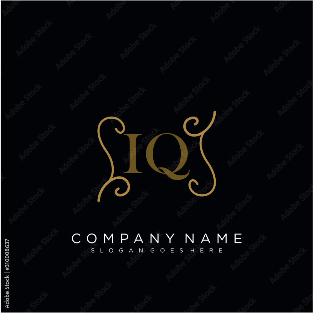 Initial letter IQ logo luxury vector mark, gold color elegant classical Initial letter IQ logo luxury vector mark, gold color elegant classical
