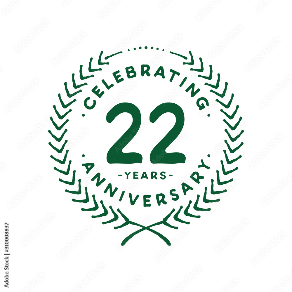 22 years design template. 22nd logo. Vector and illustration. 22 years design template. 22nd logo. Vector and illustration.