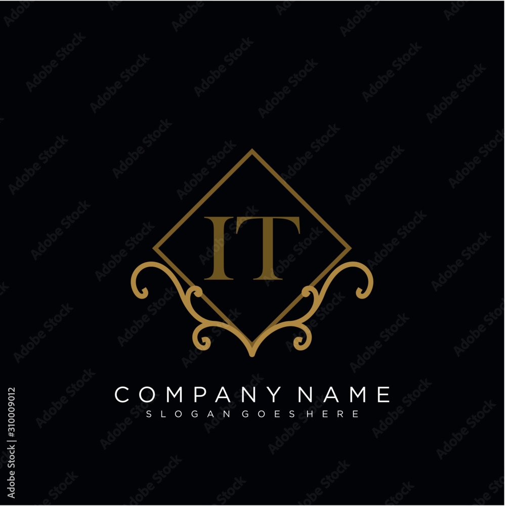 Initial letter IT logo luxury vector mark, gold color elegant classical Initial letter IT logo luxury vector mark, gold color elegant classical