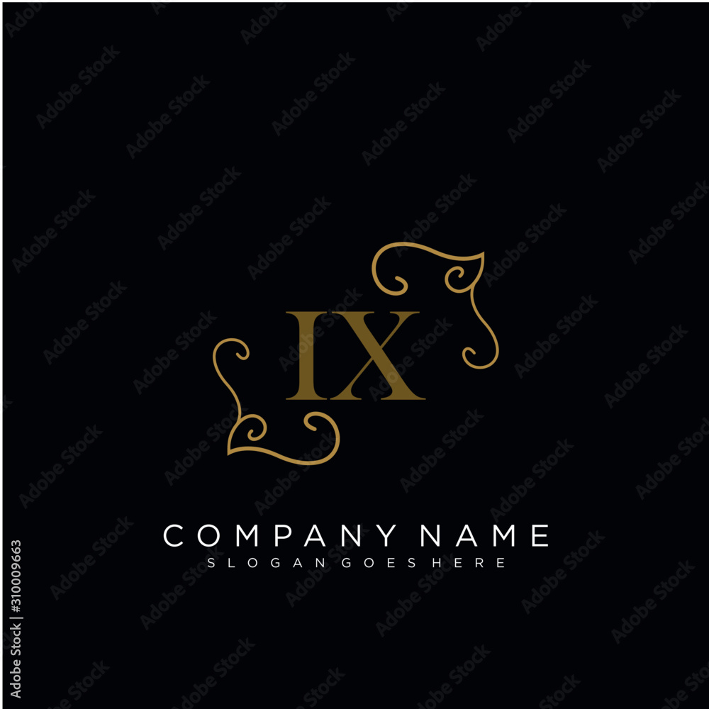 Initial letter IX logo luxury vector mark, gold color elegant classical