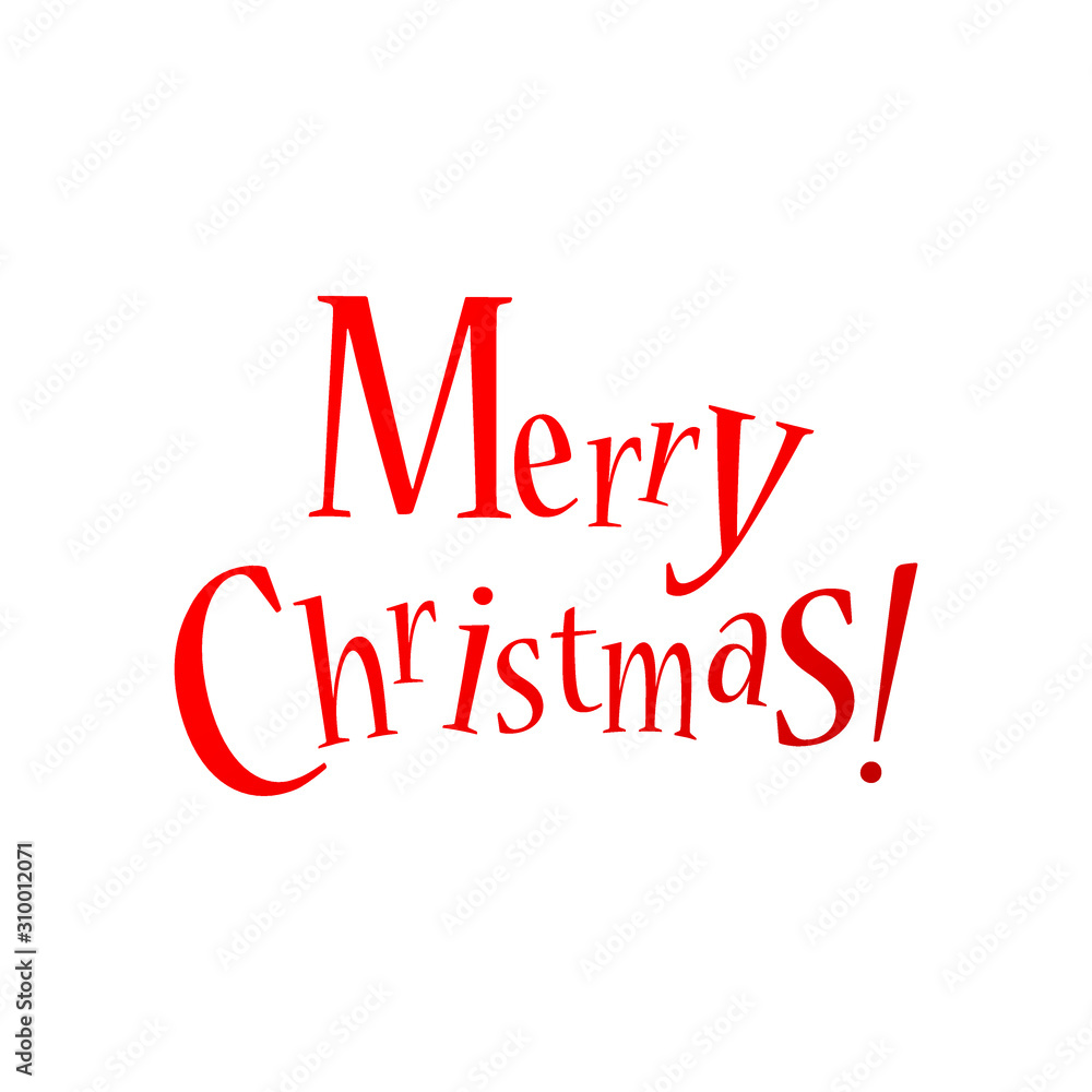 Merry Christmas red hand drawn lettering on white background for banner, postcard, label, poster design element. Vector illustration. Merry Christmas red hand drawn lettering on white background for banner, postcard, label, poster design element. Vector illustration.