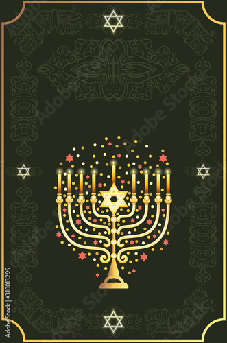 Hanukkah greeting card with menorah