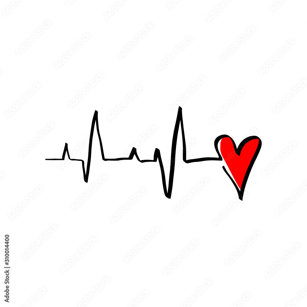 Black Red Heart cardiogram Raster illustration monoline style. Romantic minimalism calligraphy love sign heartbeat. Hand drawn icon Valentines day, wedding. Medicine concept symbol greeting card Black Red Heart cardiogram Raster illustration monoline style. Romantic minimalism calligraphy love sign heartbeat. Hand drawn icon Valentines day, wedding. Medicine concept symbol greeting card