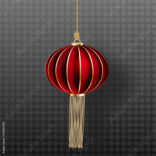 Festive Chinese red lantern template. 3d symbol of Chinese culture.