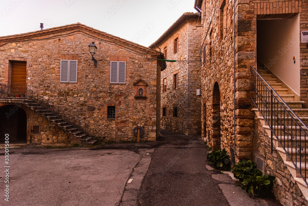 Medieval streets of Villa a Sesta, Tuscany, Italy