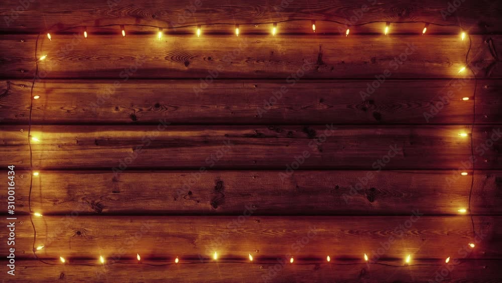 Christmas Lights Frame background loop, realistic garlands on old