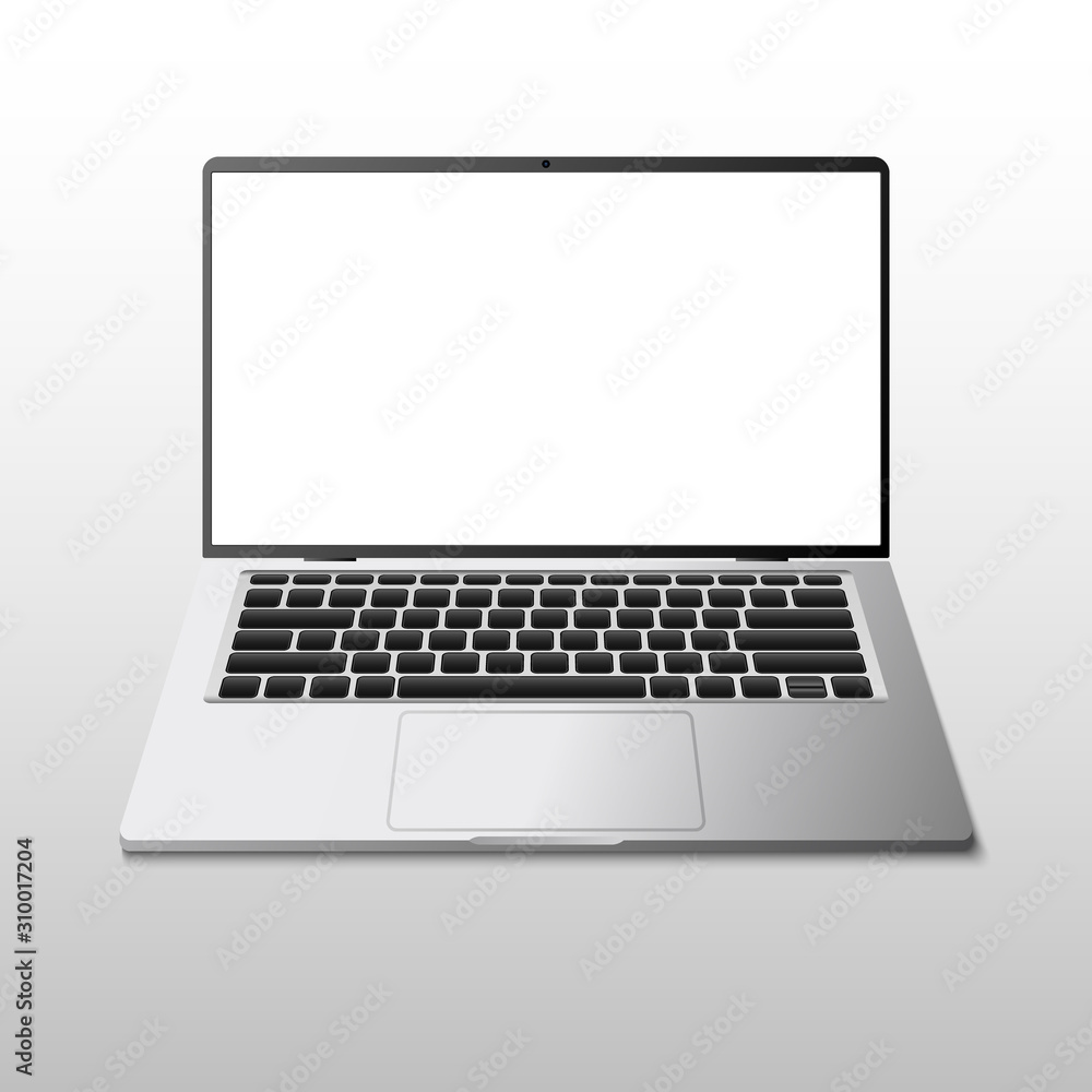 Realistic modern laptop computer isolated on white background, vector illustration Realistic modern laptop computer isolated on white background, vector illustration