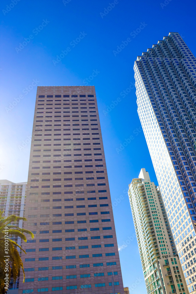 Downtown Miami cityscape view with condos and office buildings. Downtown Miami cityscape view with condos and office buildings.