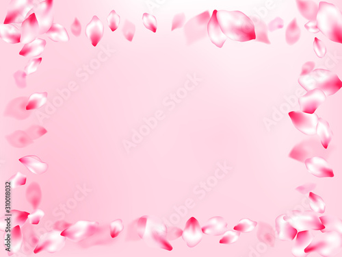 Japanese cherry blossom pink flying petals © SunwArt