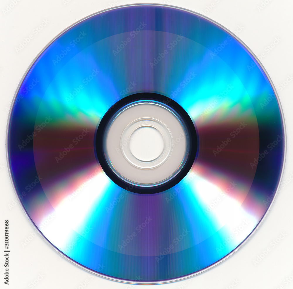 Partially recorded DVD-R disc underside on a white background Partially recorded DVD-R disc underside on a white background