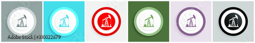 Industrial icon, oil pump vector illustrations in 6 colors options for web design and mobile applications in eps 10