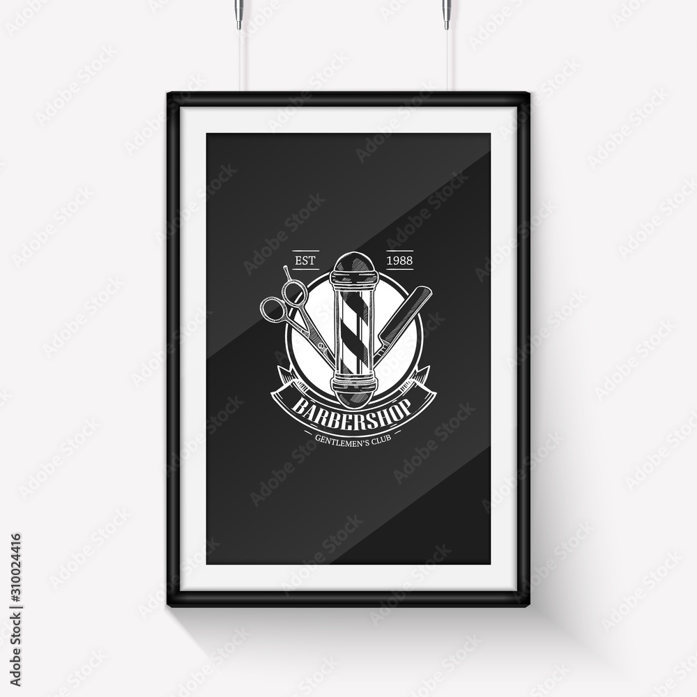 Barbershop logo with a ribbon Barbershop logo with a ribbon