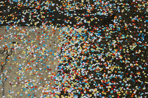 Colorful confetti on the floor
