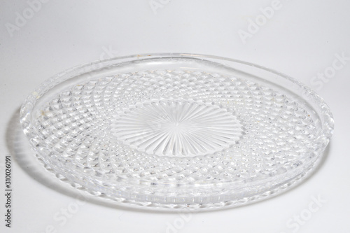 crystal dish on a white background