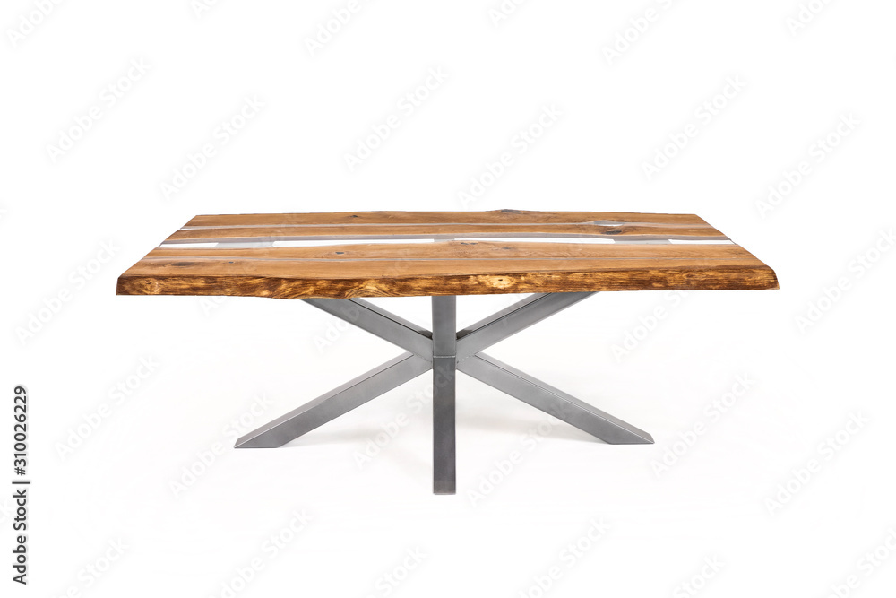 vintage wooden table isolated on white background