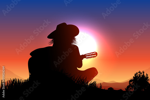 cowboy song at sunset